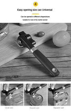 Stainless Steel Manual Can Opener with Side Cut & Bottle Opener Tool