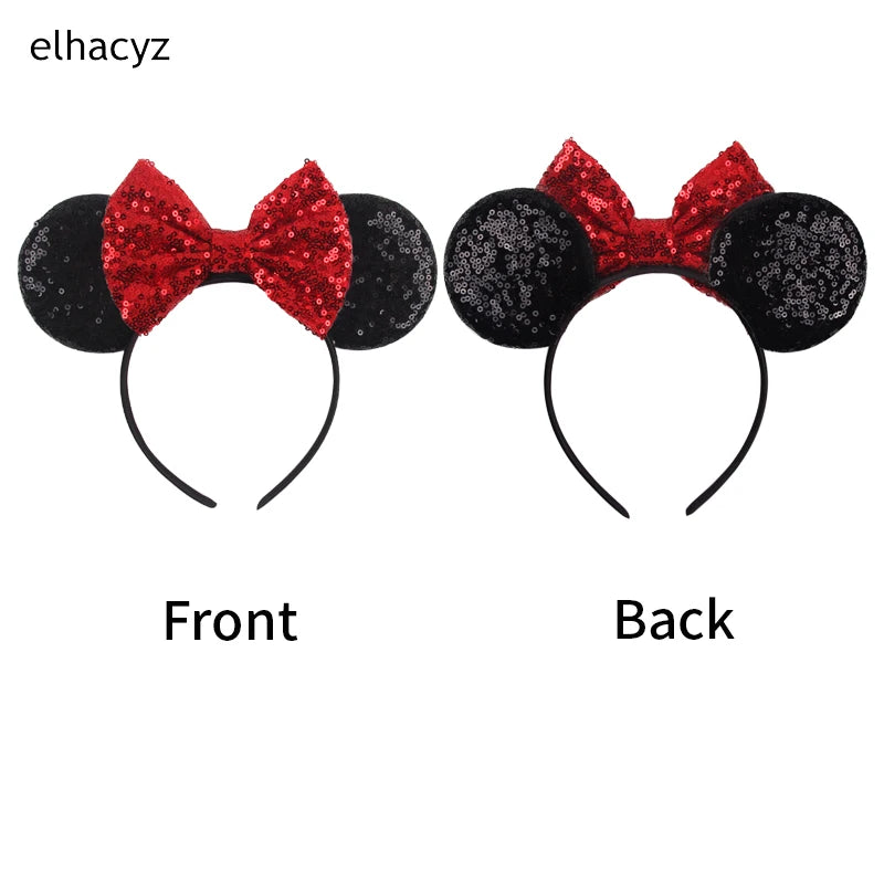 Embroidered Sequin Ears Bow Headband for Women & Girls