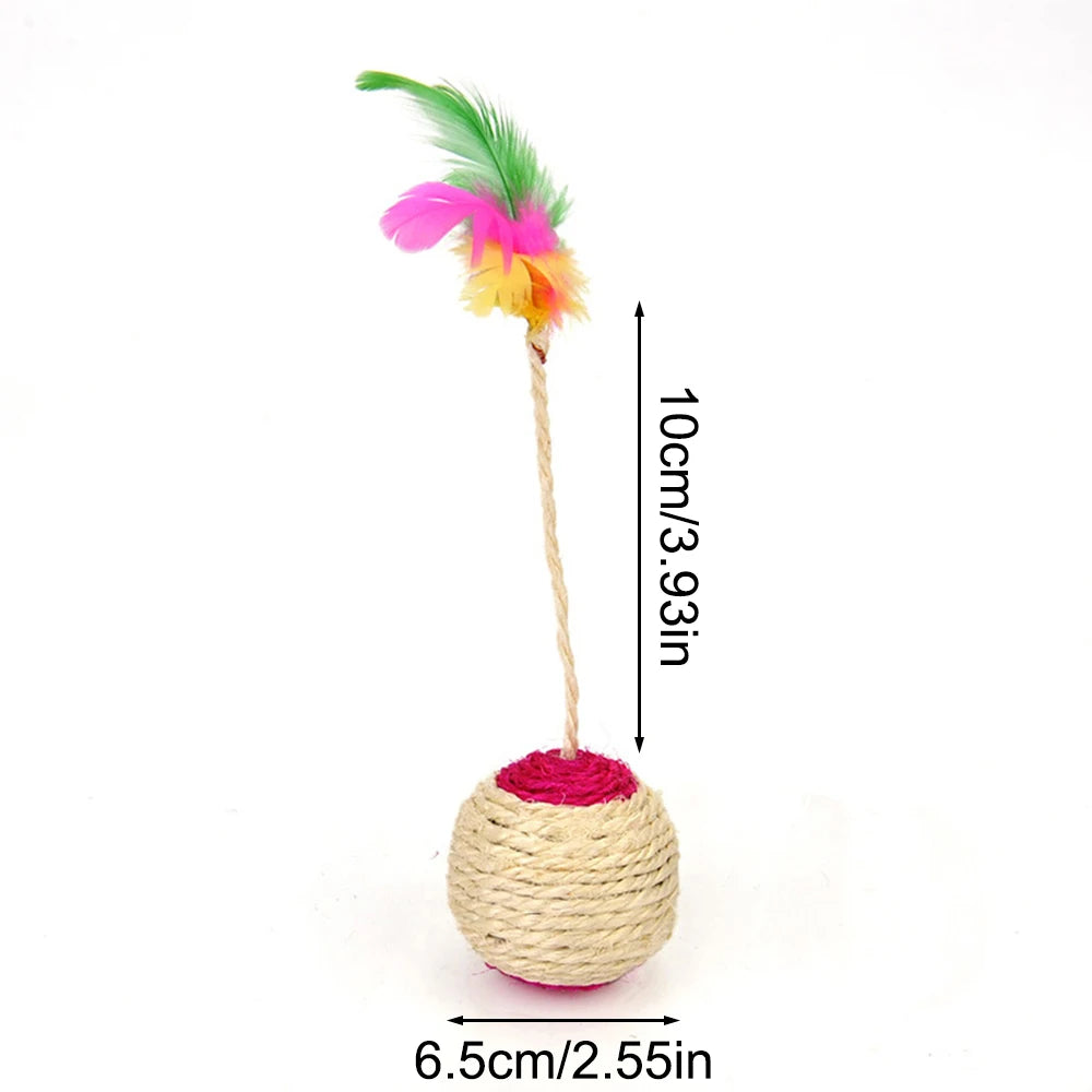 Feather Sisal Cat Ball Toy Interactive Claw Grinding Play Toy