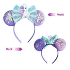 Frozen Elsa Mickey Mouse Ear Headband Sparkling Purple Bow Hair Hoops for Party Valentine Day Gift Holiday Hair Accessories