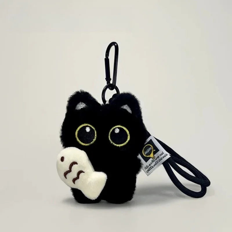 1pc Cute Black Cat Plush Keychain Kawaii Doll Bag Pendant Car Key Ring Charm Soft Stuffed Toy Couple Gift for Women Friends