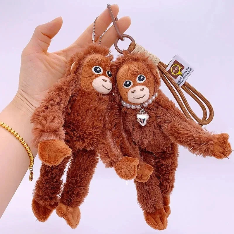 Cartoon Punch Monkey Plush Keychain Cute Bag Charm