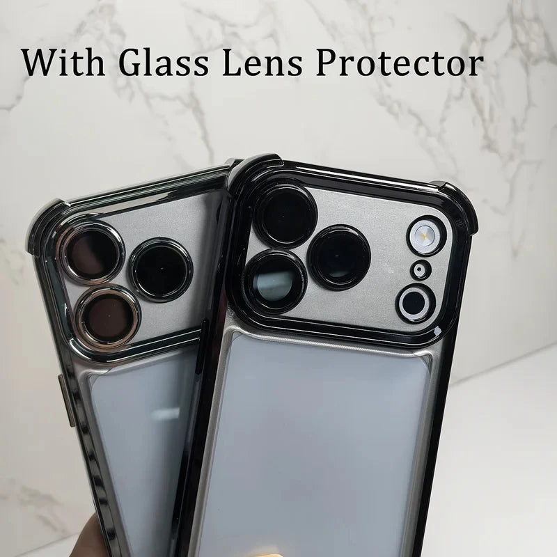 Luxury Transparent Shockproof Phone Case For iPhone 18 17 13 12 Pro Max 16 15 14 Plus Air with Wrist Strap Lens Protector Cover