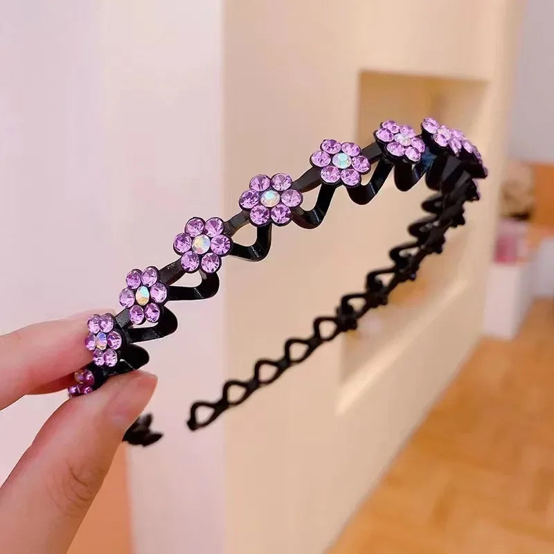 Non-Slip Rhinestone Wave Headband for Women