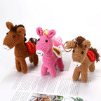 Handmade Crochet Horse Keychain Bag Charm Knitted Animal Pendant