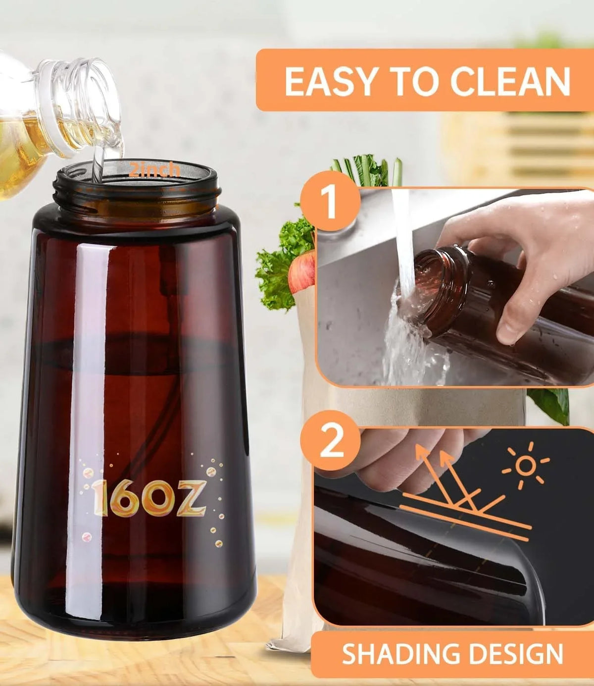 2-in-1 Glass Oil Sprayer Dispenser for Cooking, Air Fryer, Salad & BBQ