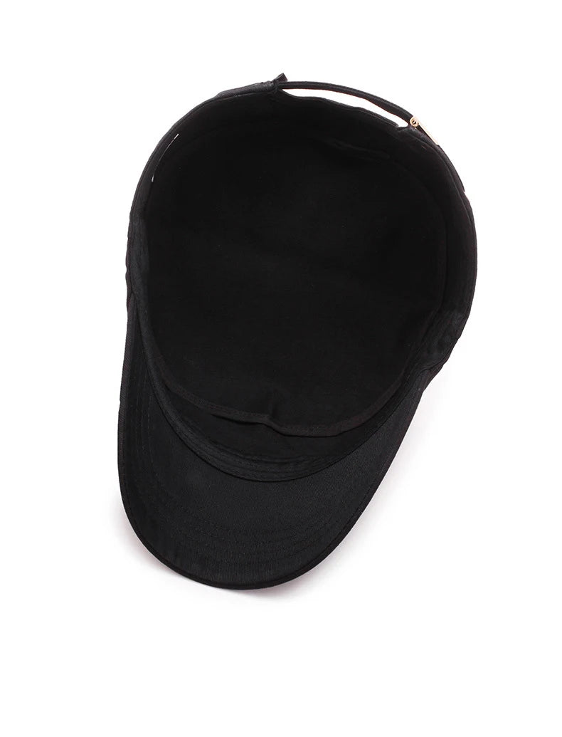 Four Seasons Flat Top Hat Men'S Simple Cotton Peaked Hat Fashion Baseball Cap Casual Cap, Commuter Sunshade Hat