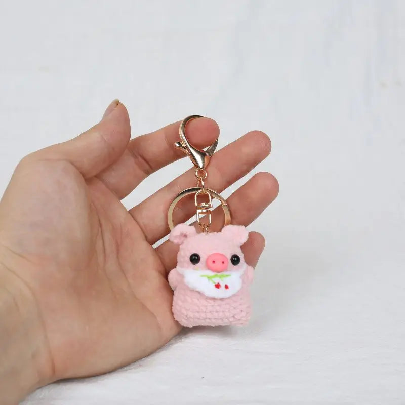 Cute Bear Couple Crochet Keychain Set Mini Animal Doll Charm