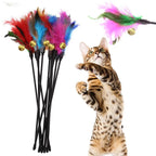 5PCS Interactive Feather Cat Wand Toy Set for Indoor Hunting Play