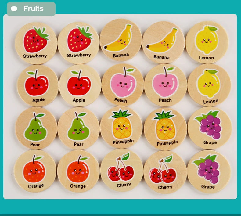 Wooden Memory Matching Pattern Puzzle Game for Kids Learning Fun