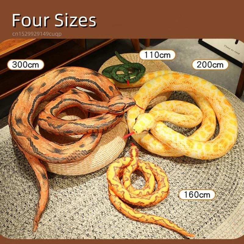 Long Python Snake Plush Toy Soft Stuffed Animal Pillow