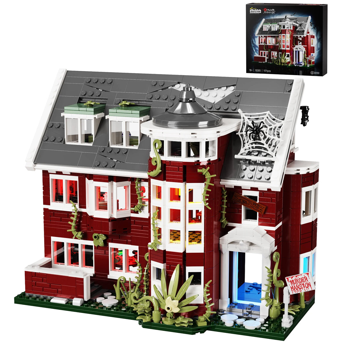 American Horror Story House Building Blocks Set with LED Light,Halloween Haunted House, Ideals Gift for Boys Girls(1171 PCS)