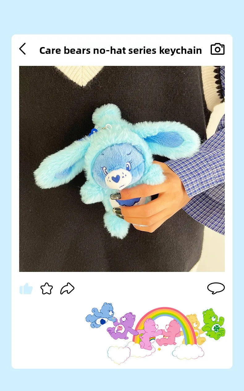 Care Bears Rabbit Hat Plush Keychain Rainbow Bear Bag Charm Gift