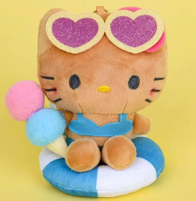 New Product In Stock Japanese Love Button Kt Cat Plush Toy Doll Pendant Cute Bow  Heart Plush Bag Pendant Surprise Gift
