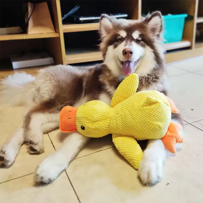 Cute Plush Duck Dog Toy Soft Comfort Cuddle Interactive Pet Toy