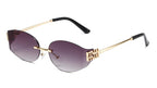 Rimless Oval Oversized Gradient UV400 Sunglasses for Women