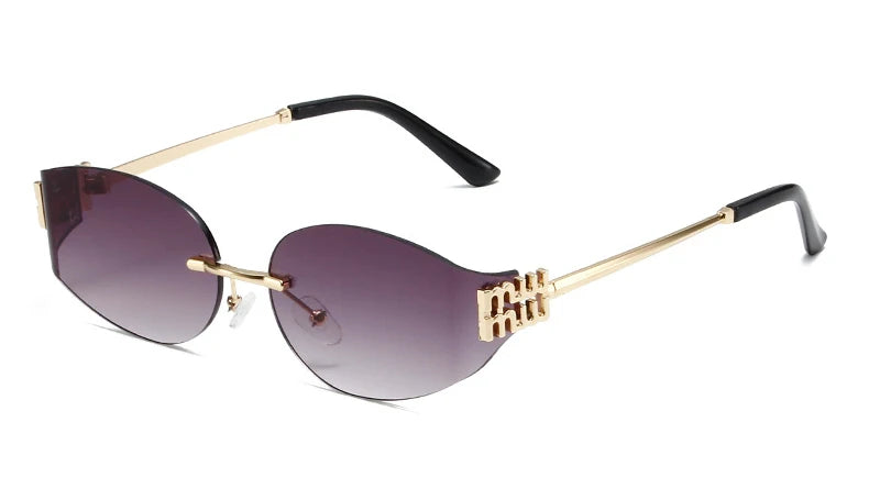 Rimless Oval Oversized Gradient UV400 Sunglasses for Women