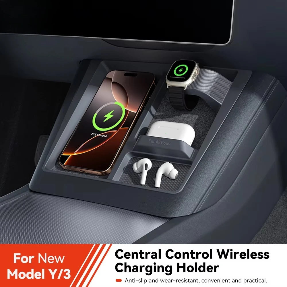 Wireless Charging Protective Frame for Mobile Phones Headphones Watches Non-Slip Limiter Compatible with Model 3/Y Highland Juni