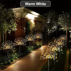 1/2/4PCS Solar Firework Light Waterproof Outdoor 8 Lighting Modes 90-200LED Fairy String Light Christmas 3 Colors Garden