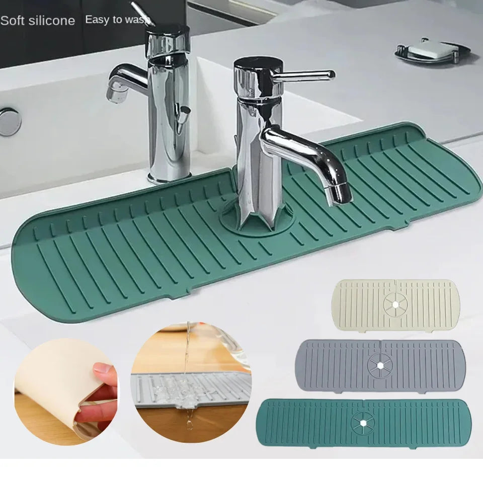 Silicone Faucet Splash Guard – Sink Drain Pad & Countertop Protector