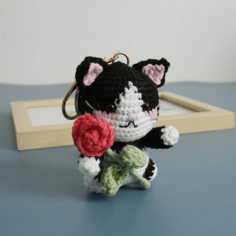 Exquisite Kitten Crochet Keychain Cute Cat Bag Charm