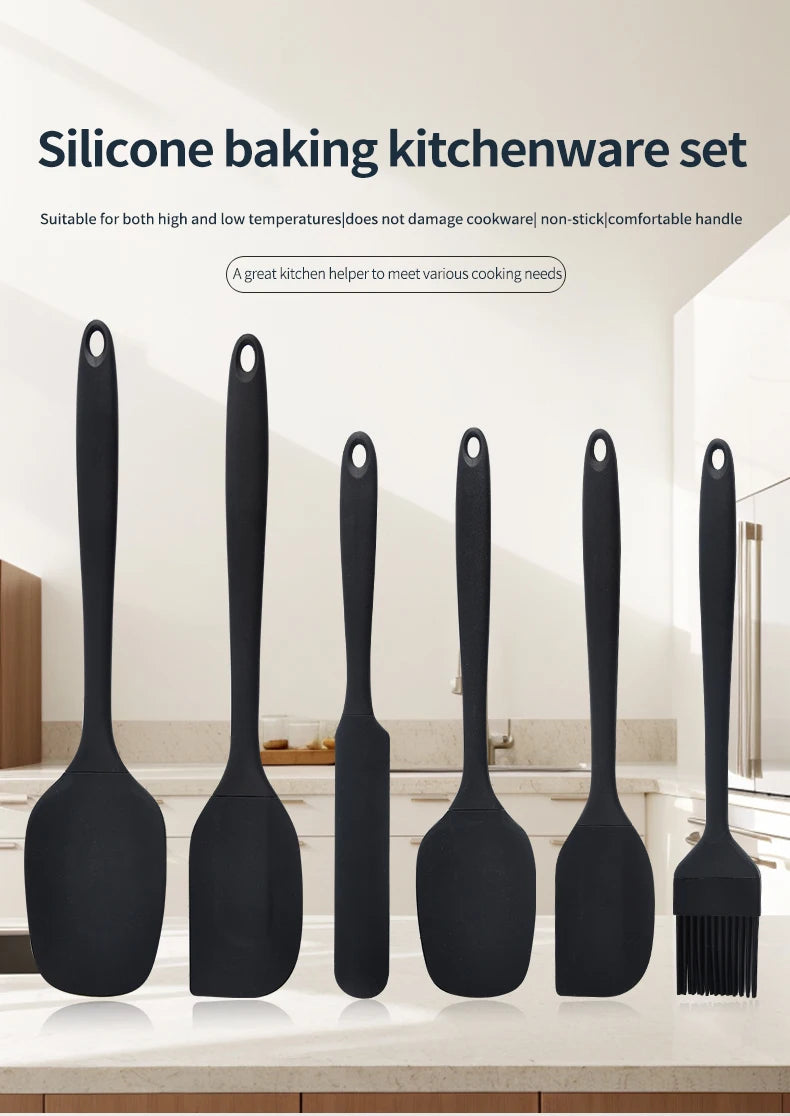 6-Piece Silicone Kitchenware Set with Spatulas and Oil Brush Kit
