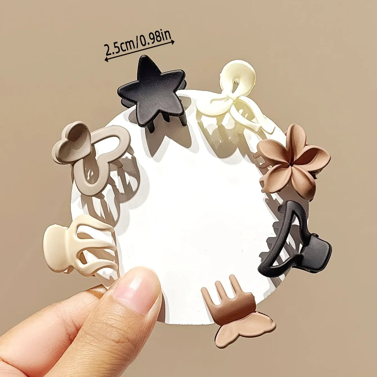Beige Small Hair Clips Set for Women & Girls