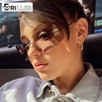 Frameless Square Cut Edge One-Piece Sunglasses UV400 Women Street Style