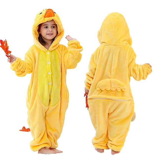 MICHLEY Carnaval Capybara Flannel Blanket Sleepers Onesie Hooded Children Costume Clothes Jumpsuit Sleepwear For Boys Girls