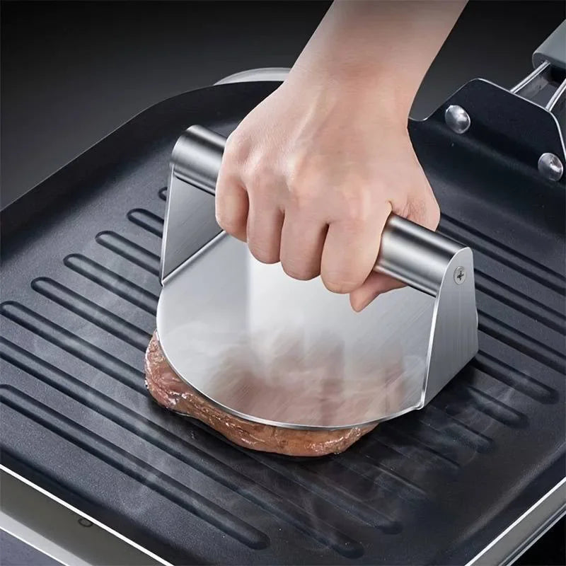 Heavy Duty Stainless Steel Smash Burger Press – BBQ Patty Smasher & Meat Press Tool - 10cm