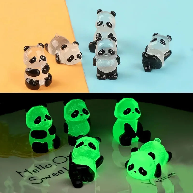 Mini Glowing in Dark Panda Toy DIY Handmade Resin Luminous  Home Ornaments Panda Decorate Micro Landscape Children's Gift