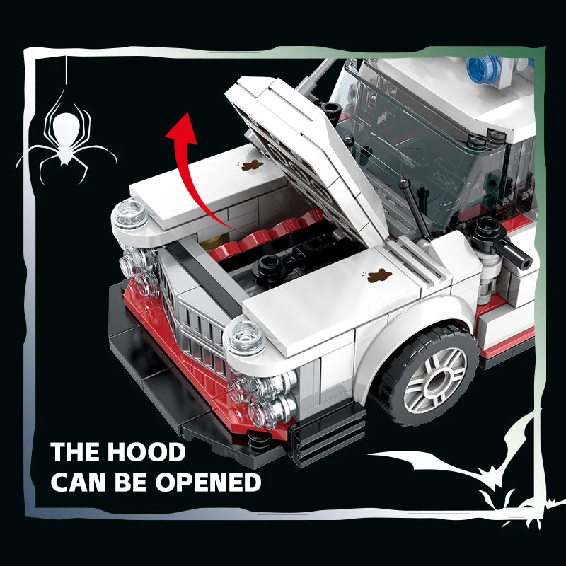 Mini Ghost Racing Car Building Blocks 562PCS MOC RetroAmbulance Bricks DIY Assembly Toy Adults Halloween Christmas Birthday Gift