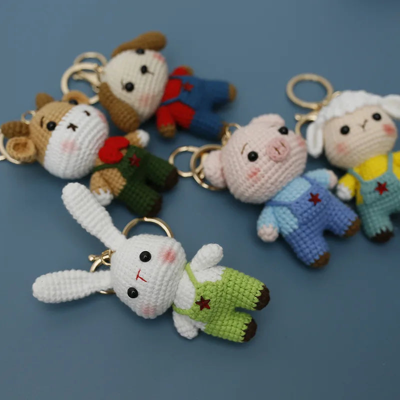 Cute Puppy Crochet Keychain Handmade Dog Bag Charm
