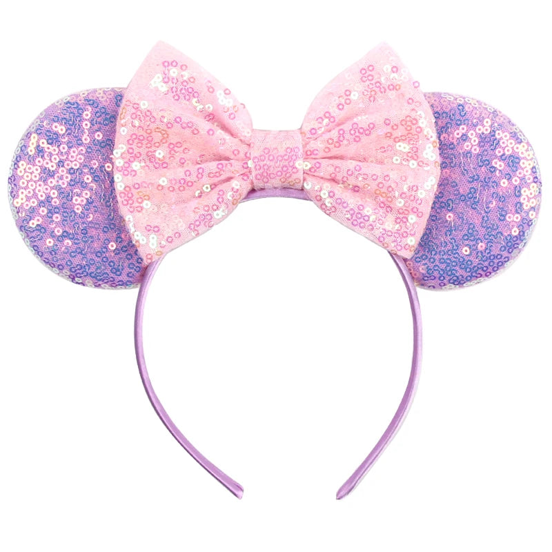 Cartoon Sequin Mouse Ears Headband with Bow