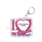Custom Text I Love My Boyfriend Girlfriend Keychains Key Chain Photo Wife Hot Mom Dad King Queen Idol Baby Family Keychains Gift