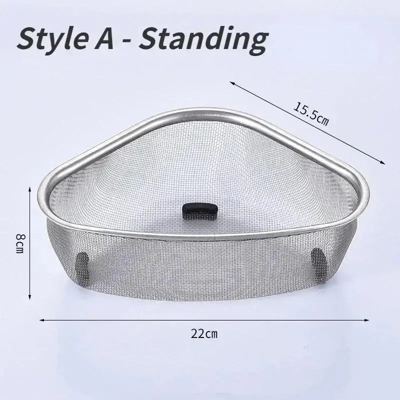 Stainless Steel Triangle Sink Drain Basket – Food Filter Organizer Rack