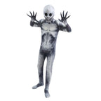 Halloween Ghost Skin Costume Grim Reaper Costume Scary Skeleton Tights Shadow Demon Bodysuit Costume for Kids Dress Up Party