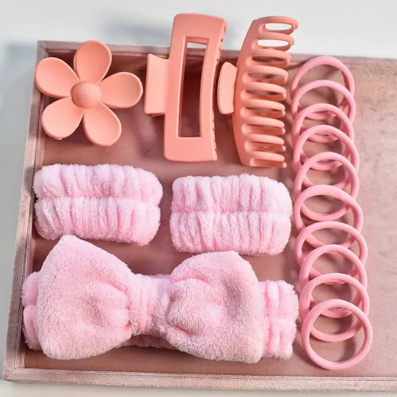 Coral Fleece Face Wash Headband & Absorbent Wristband Set