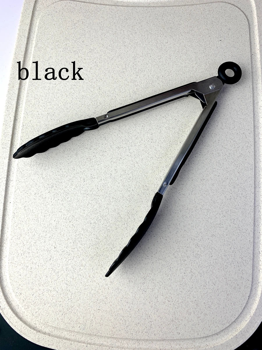 Anti-Slip Stainless Steel Cooking and Serving Tongs for Kitchen