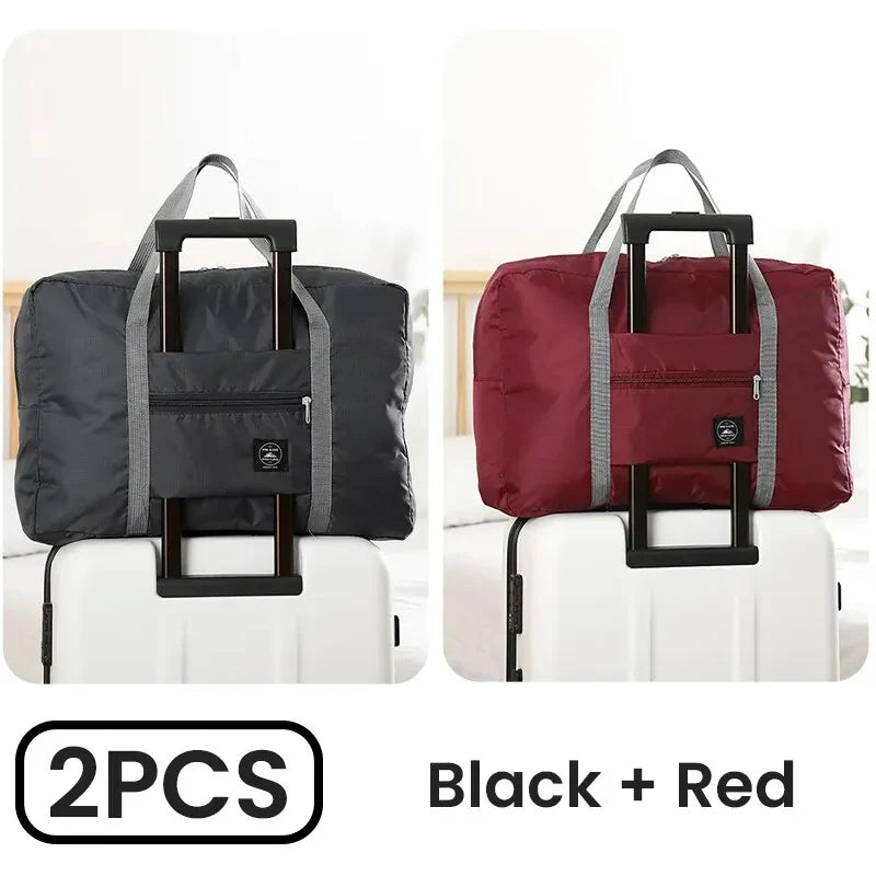2 Pack Foldable Travel Duffel Bags for Carry-On & Weekender Travel