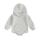 0-24months Baby Hooded Romper Long Sleeve Front Pocket Solid Color Bodysuit For Newborn Boys And Girls Spring Autumn Playsuit