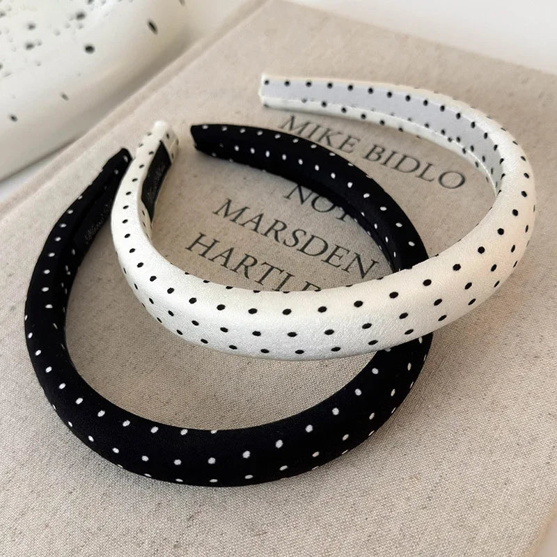 Retro Satin Polka Dot Sponge Headband for Women