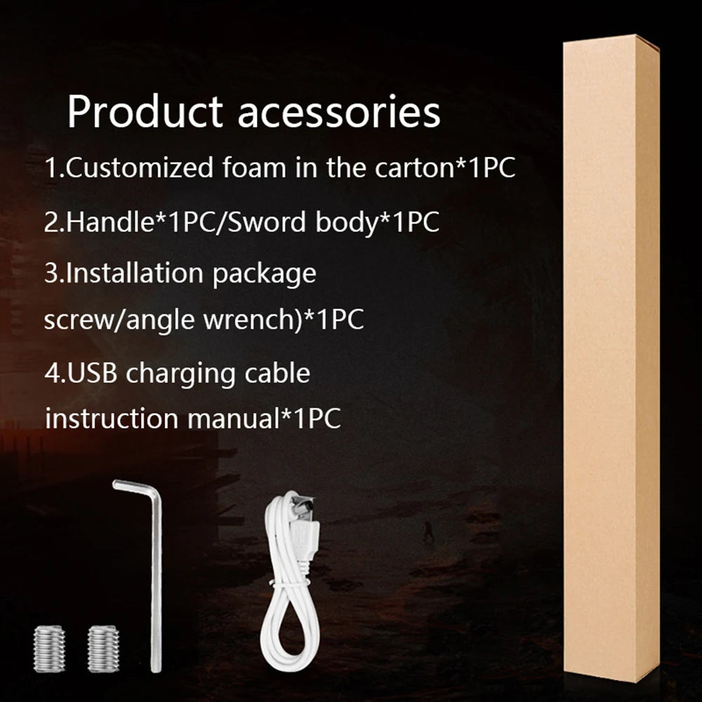 RGB Metal Lightsaber Rechargeable LED Cosplay Light Sword with Sound Effects