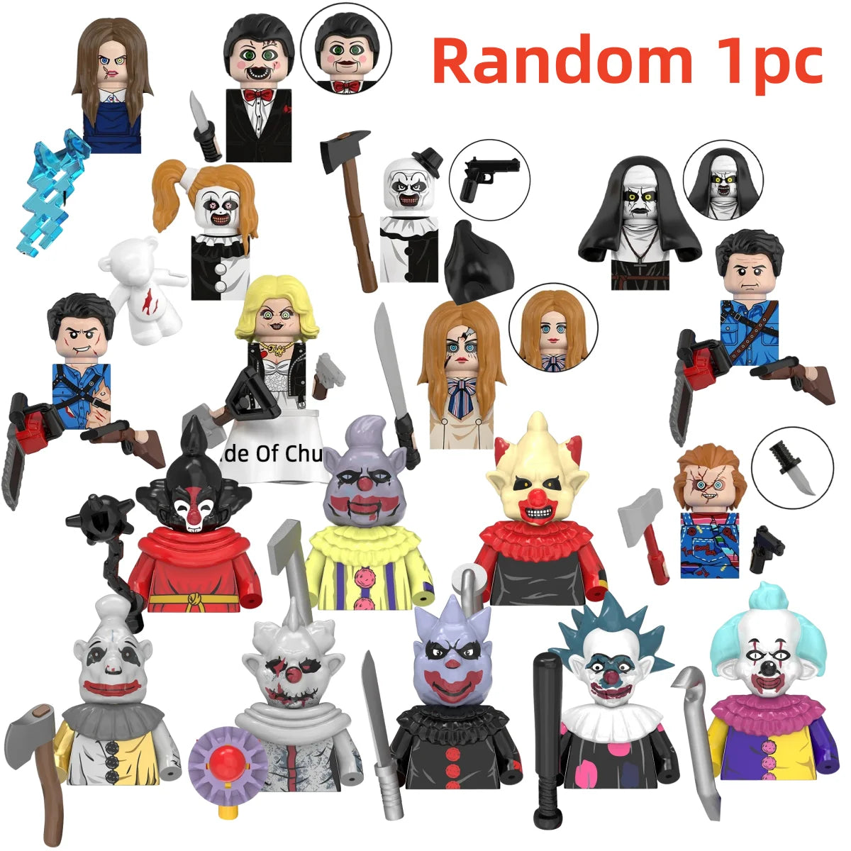 Blind box TP1040 WM6205 KF6173 KF6175 Killer Klowns Mini Figure Classic Horror Thriller Movie Building Block Model Doll Toy Gift