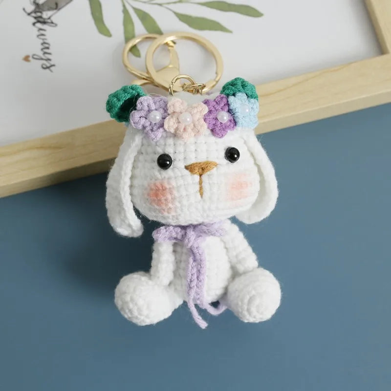 Cute Rabbit Crochet Keychain Handmade Bunny Bag Charm