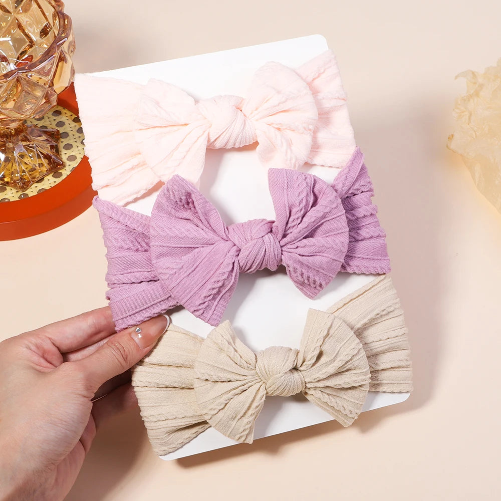 3PCS Cable Knit Elastic Baby Girl Headbands Set