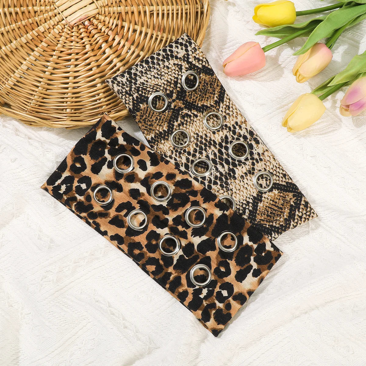 Punk Wide Elastic Eyelet Headband for Women
