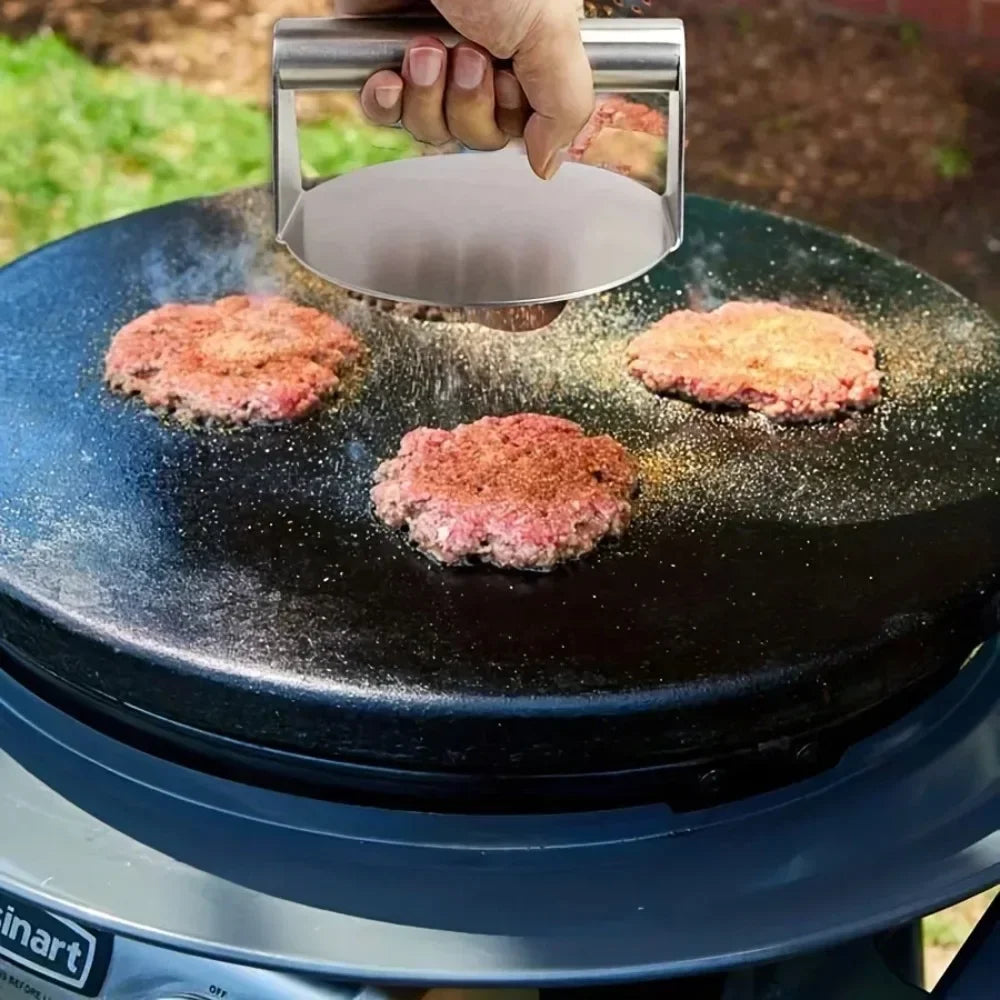 Heavy Duty Stainless Steel Smash Burger Press – BBQ Patty Smasher & Meat Press Tool - 10cm