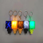 LED Glowing pixel Keychain Mini World Building Blocks Mosaic Light Up Creative Pocket Toy XMAS Novelty Gift for Collectors