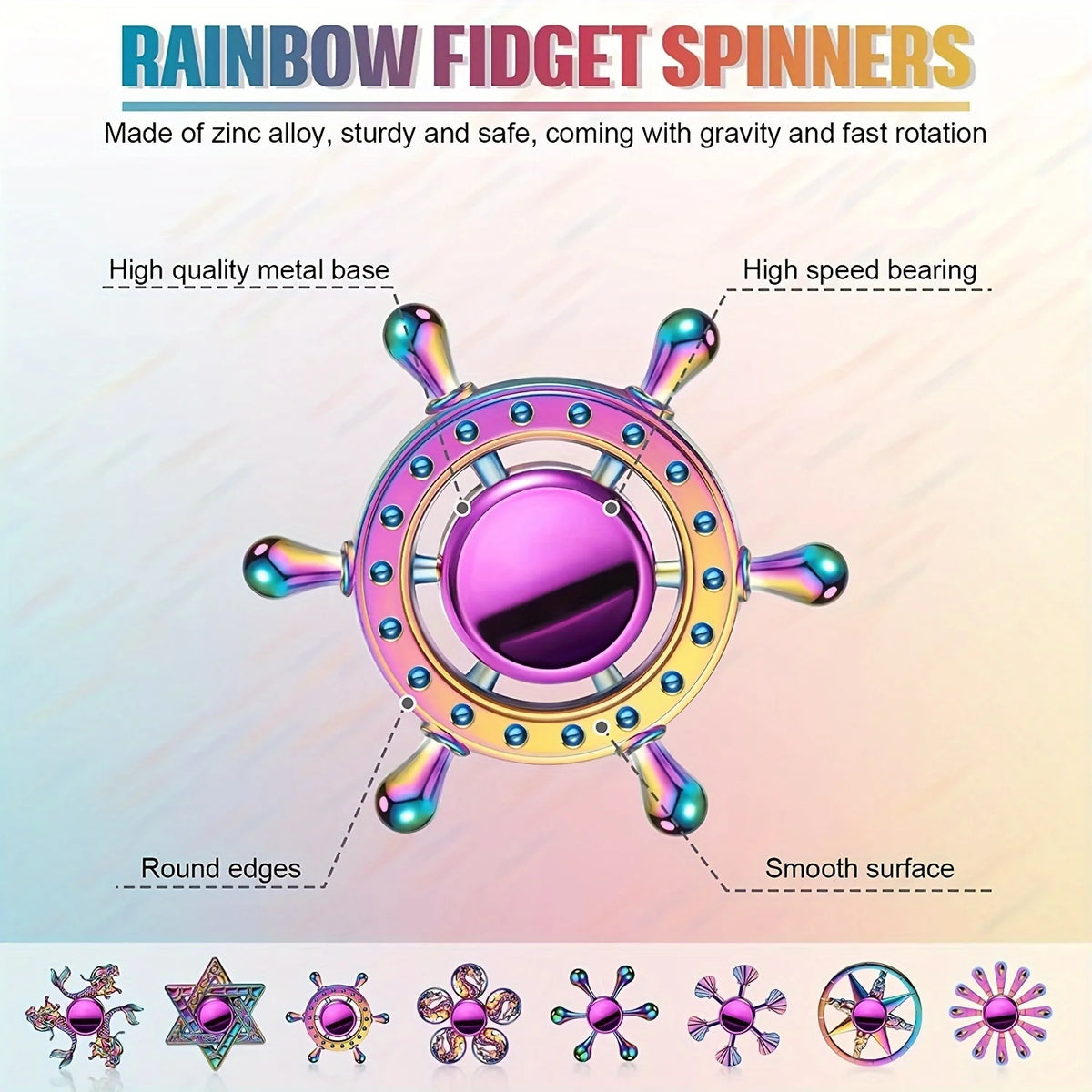 Colorful Metal Fidget Spinner – Stress Relief Toy